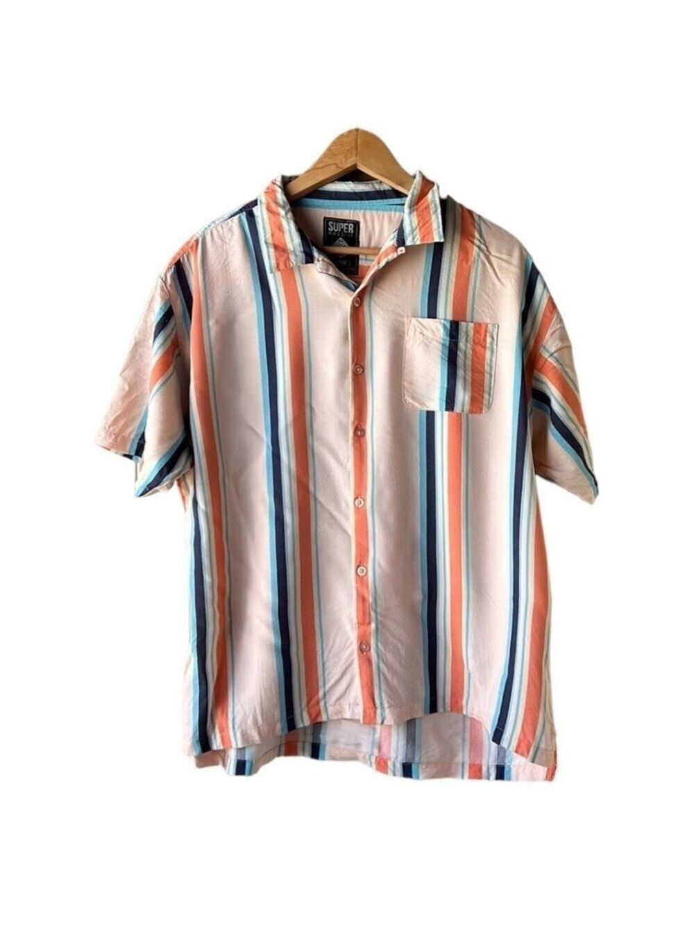 SUPER MASSIVE Peach Striped Button Down Top Size XL